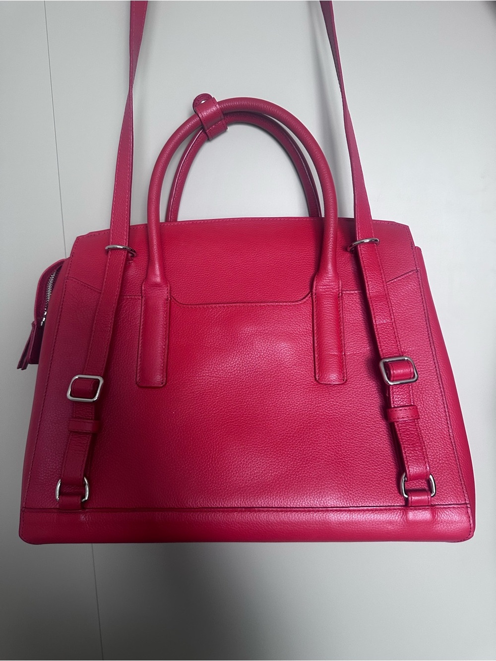 Wool & oak convertible backpack pebbled red leather - Picture 3 of 10
